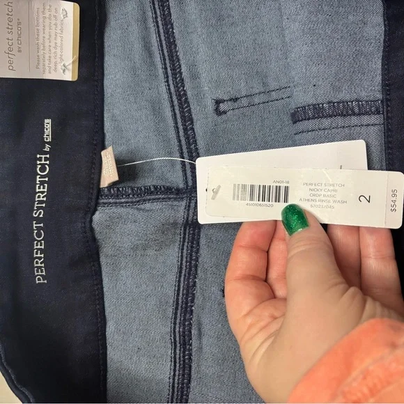 Chico’s Size 2 (large/12)Perfect Stretch Nicky Capri Crop Dark Denim New - Picture 7 of 9